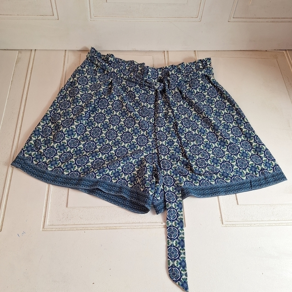 NWT Max Studio Shorts Paperbag Waist & Belt Blue & White Lightweight XLarge - Picture 11 of 11